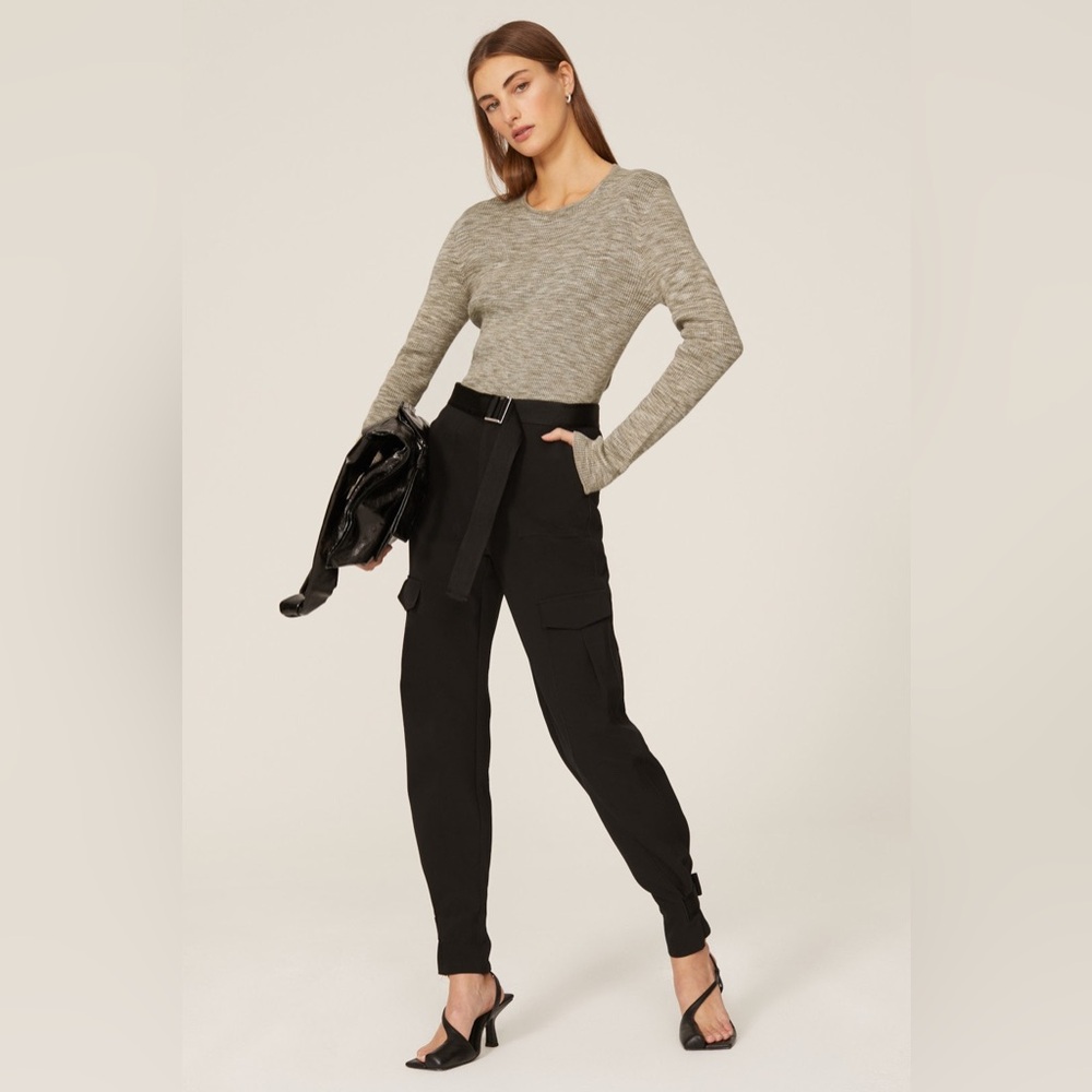 Tibi Printed Combed Cotton Sweater in Brown Crew Neck Fitted‎ Pullover size XXS